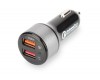 Digitus USB nabíječka do auta, rychlé nabíjení 3.0, 2 vstupní porty 12-24V, výstupy: 3-6.5V/3A, 5V/2.4A