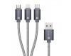 CONNECT IT Wirez 3in1 USB-C & Micro USB & Lightning, silver gray, 1,2 m