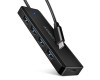 AXAGON HUE-C1C cestovní čtyřportový USB-C 5Gbps hub/USB-C konektor pro externí napájení/kabel 19 cm