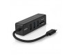 Nedis CCGB61250BK01 - USB hub| USB-A Zástrčka | 3x USB A Zásuvka | 5 Portů  | USB 3.2 Gen 1 | Napájení z USB | 5 Gbps | 