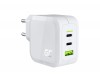 Green Cell bílá 65W GaN GC PowerGan nabíječka do zdi pro notebook, MacBook, telefon, tablet, Nintendo Switch - 2x USB-C, 1x