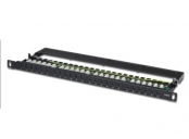 Digitus CAT 6 Patch Panel, nestíněný, 24 portů RJ45 s uzávěrem, 8P8C, LSA, 0,5U, 19 montáž do stojanu, černá