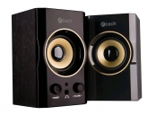 C-TECH reproduktory SPK-11, 2.0, dřevěné, černo-zlaté, USB, 5W