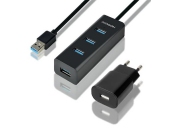AXAGON HUE-S2BP, 4x USB3.0 CHARGING hub 1.2m kabel, vč. AC adapteru