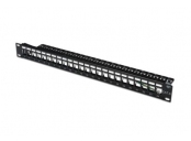 Digitus Neosazený Patch Panel, 24 port, stíněný, 1U, černý