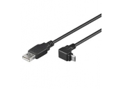 PremiumCord Kabel micro USB 2.0, A-B, konektor do úhlu 90°, 1,8m