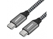 PremiumCord Kabel USB-C M/M, 100W 20V/5A 480Mbps bavlněný oplet, 1m