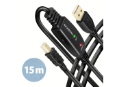 AXAGON ADR-215B, USB A-B, 2.0 aktivní prodlužovací / repeater kabel, 15m