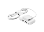 Belkin BOOST CHARGE™ 4-portový USB Power Extender (2xUSB-C, 2xUSB-A) až 30W + 2m USB-C kabel, bílá