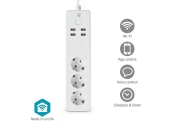 Nedis WIFIP312FWT - SmartLife Prodlužovací Přívod| Wi-Fi | 3x Zásuvka typu F (CEE 7/3) / 4 x USB | 3680 W | 1.8m | Bílá 