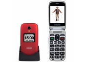 EVOLVEO EasyPhone FS, vyklápěcí mobilní telefon 2.8 pro seniory s nabíjecím stojánkem (červená barva)