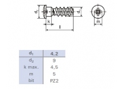 Eurošroub 6, 3x13,  půlkulatá hlava 9mm