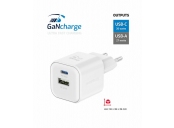 SWISSTEN SÍŤOVÝ ADAPTÉR GaN 1x USB-C 35W PD + 1x USB-A 27W QC BÍLÝ