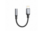 SWISSTEN AUDIO ADAPTÉR TEXTILE LIGHTNING (samec)  / 3,5mm AUX 0,15 M ČERNÝ (nahrazuje 73501211)