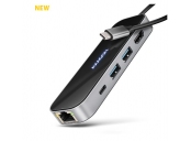 AXAGON HMC-6GLN, USB 5Gbps hub, 2x USB-A, USB-C, HDMI 4k/60Hz, RJ-45 GLAN, PD 100W, kabel USB-C 20cm