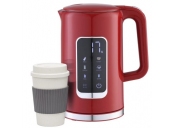 PLATINET RYCHLOVARNÁ KONVICE LCD 1,7L 5 TEPLOT + 450 ML CESTOVNÍ HRNEK, ČERVENÁ