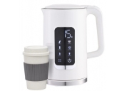 PLATINET RYCHLOVARNÁ KONVICE LCD 1,7L 5 TEPLOT + 450 ML CESTOVNÍ HRNEK, BÍLÁ