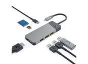 Green Cell Adapter HUB Connect 7in1 (3xUSB-A 3.1 HDMI 4K 60Hz USB-C PD 85W) for Apple MacBook,Lenovo,Asus,Dell