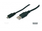 Digitus USB 2.0 kabel USB A samec na USB micro B samec, 2x stíněný, Měď, 1m